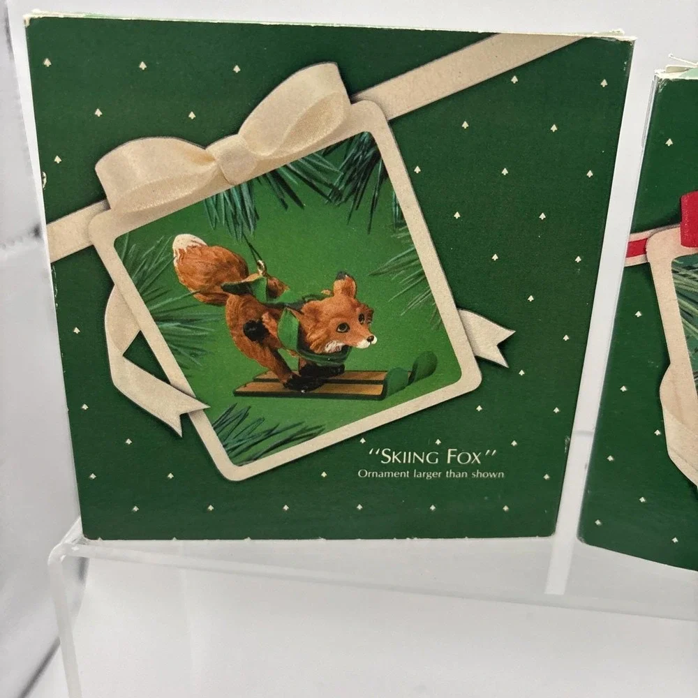 Vtg~Hallmark Ornaments~Lot of 3~Betsey Clark/Skating Rabbit/Skiing Fox~IOB